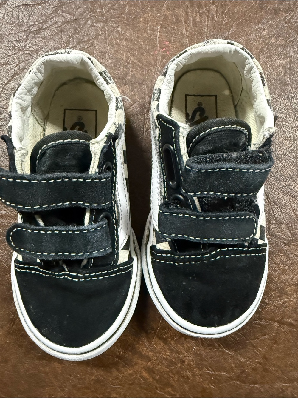 Vans Kids Black & White Velcro Skate Sneakers
